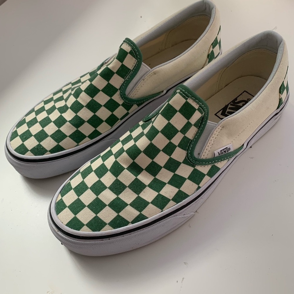 Vans Slip-On Shale Green & White Skate Shoes